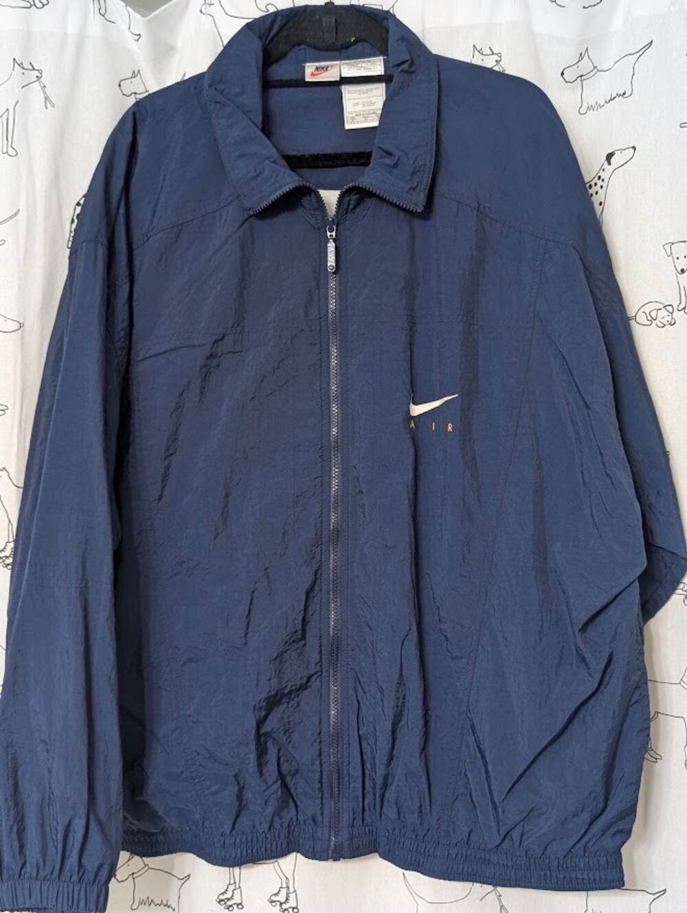 Nike Vintage 90s Windbreaker Jacket Mens XL Navy Air Swoosh Full Zip Lined Retro